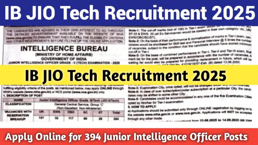 IB JIO Tech Recruitment 2025